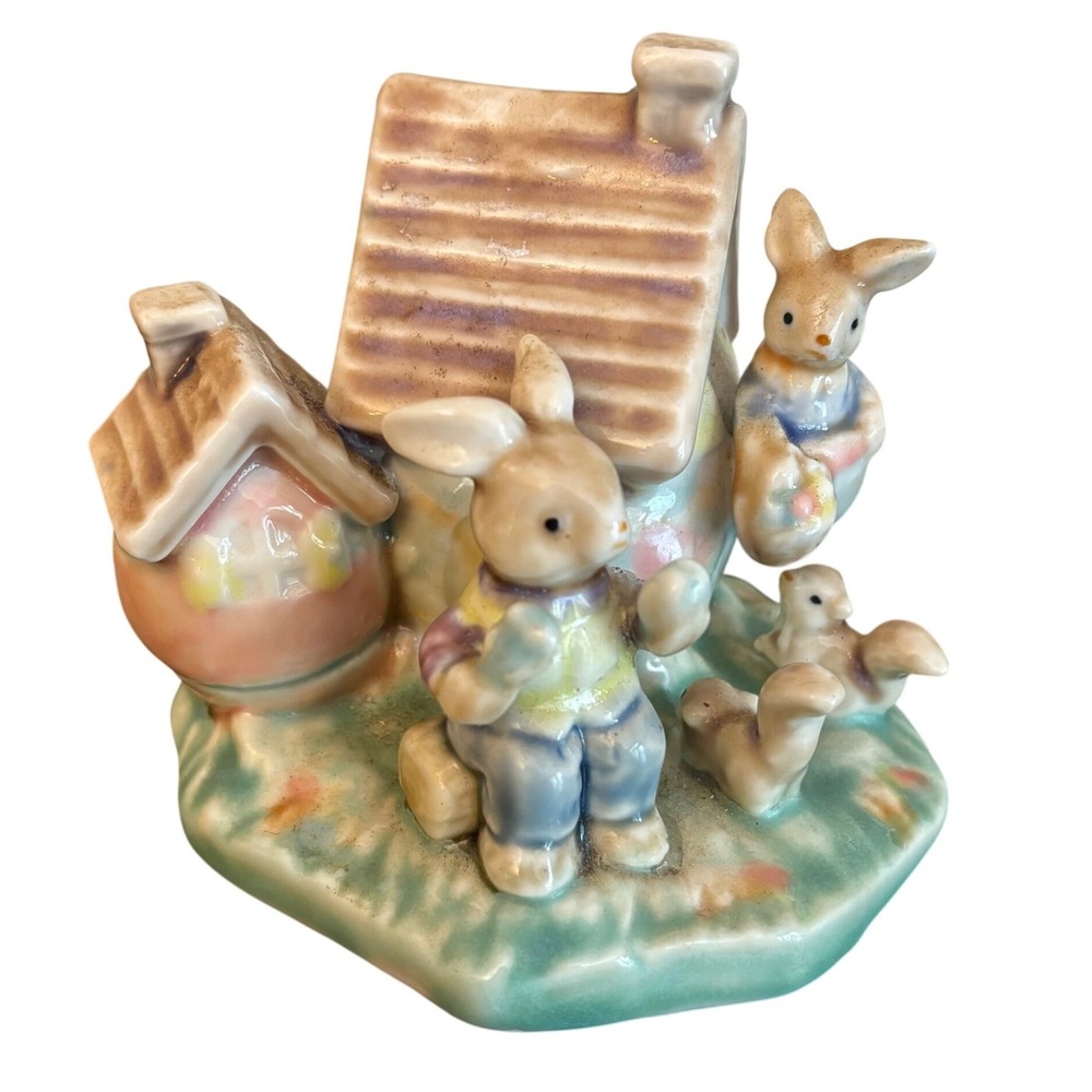 Albert E Price 1990's Tales of Bunny Hollow Ceramic Easter Eggs Bunny House